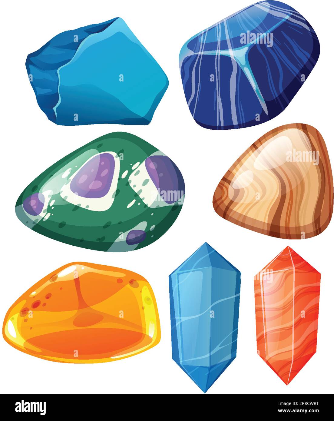 Set of healing crystals and stones illustration Stock Vector Image
