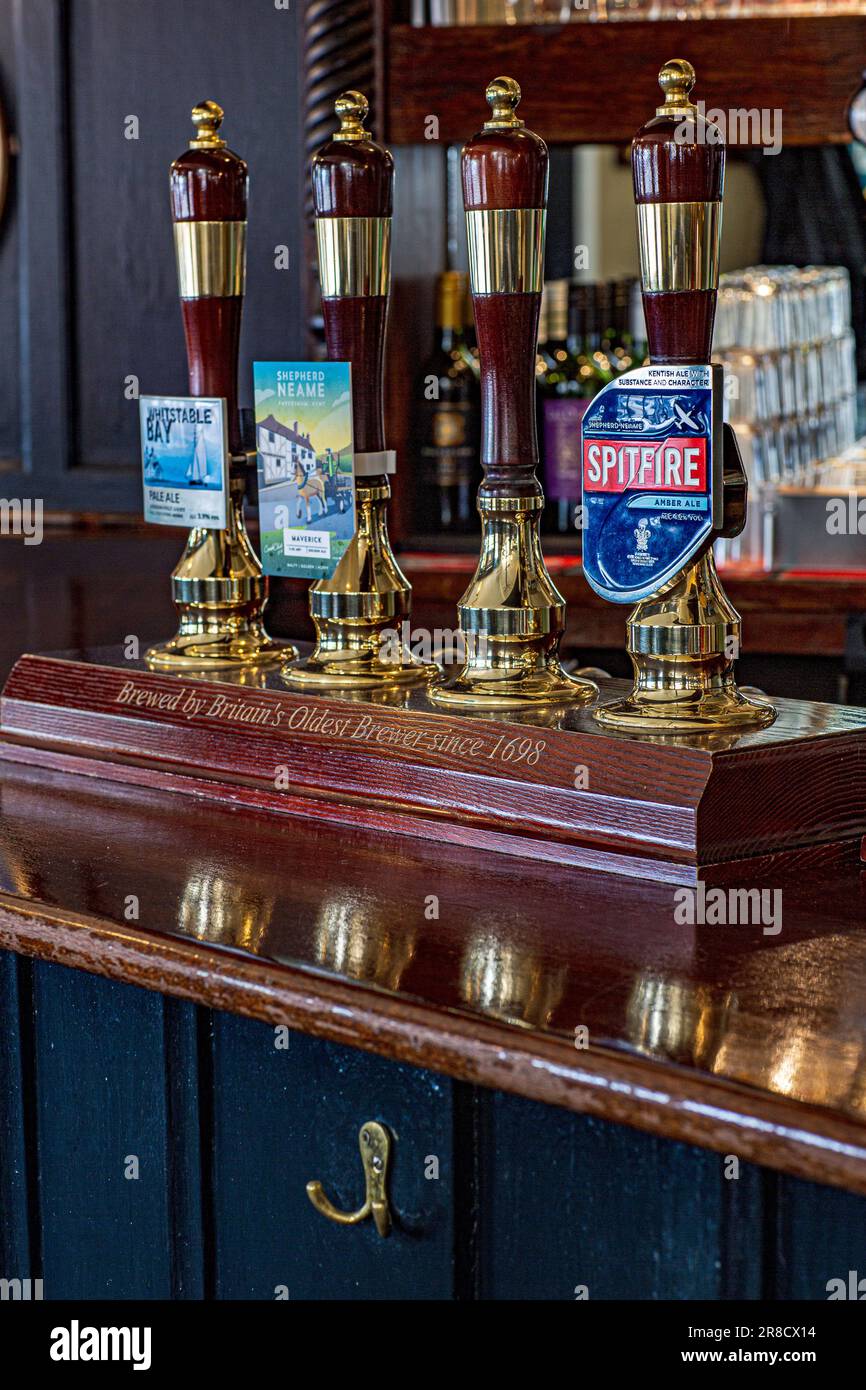 Beer pump at the Cask and Glass pub in Palace St, London , Uk Stock Photo
