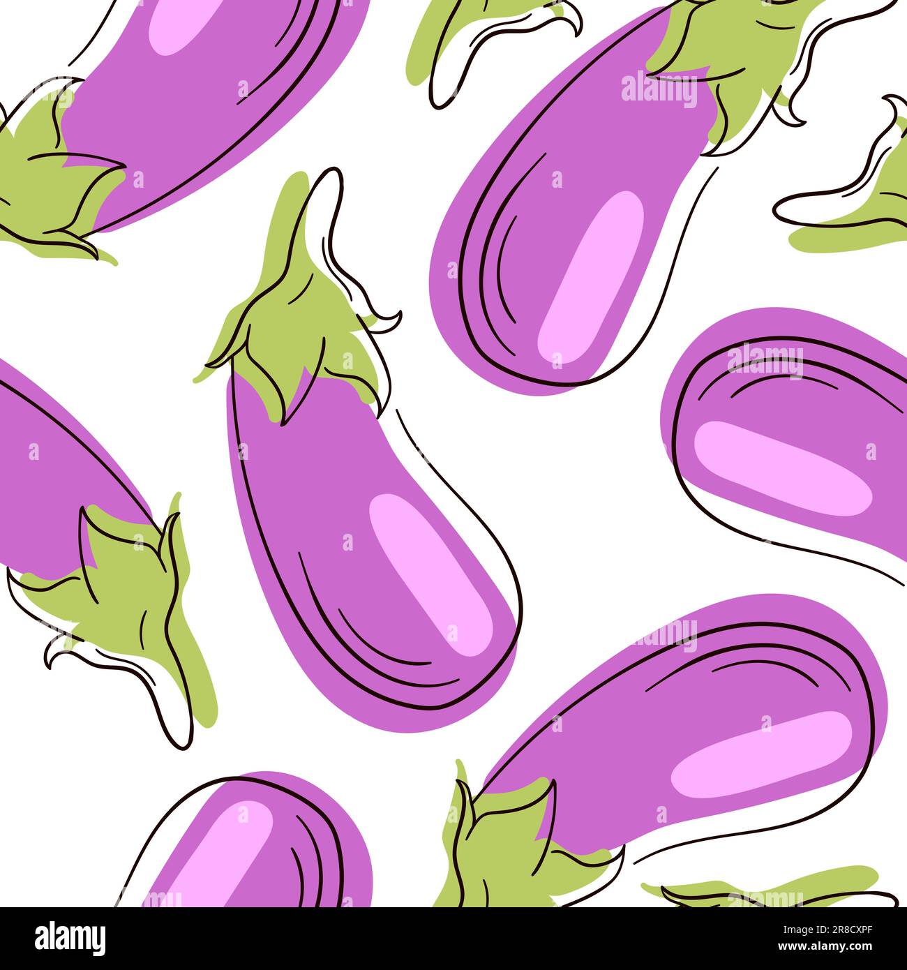 Eggplant Peaches Pattern Wallpaper Stock Illustration 1912259947