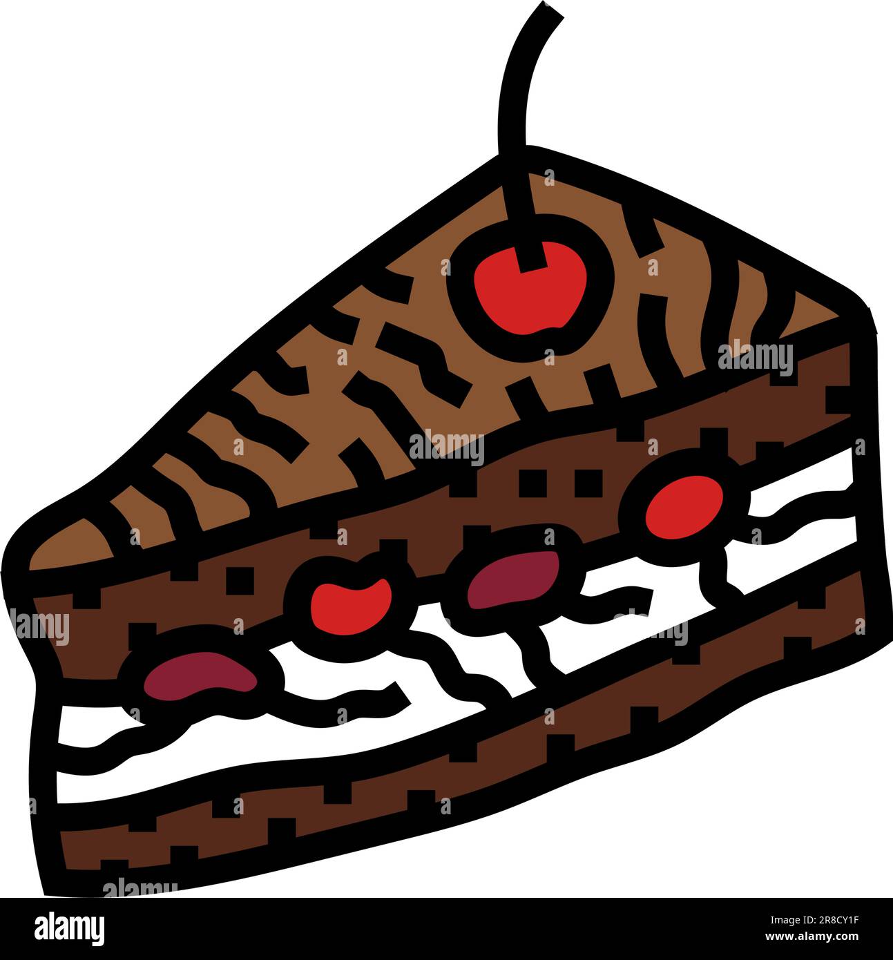 black forest cake slice food snack color icon vector illustration Stock ...