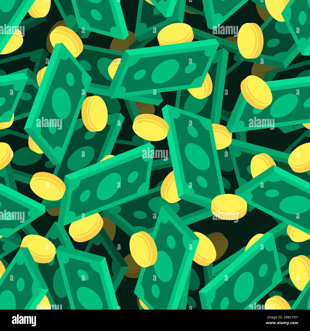 Money isometric style pattern seamless. dollars background. Rich texture Stock Vector