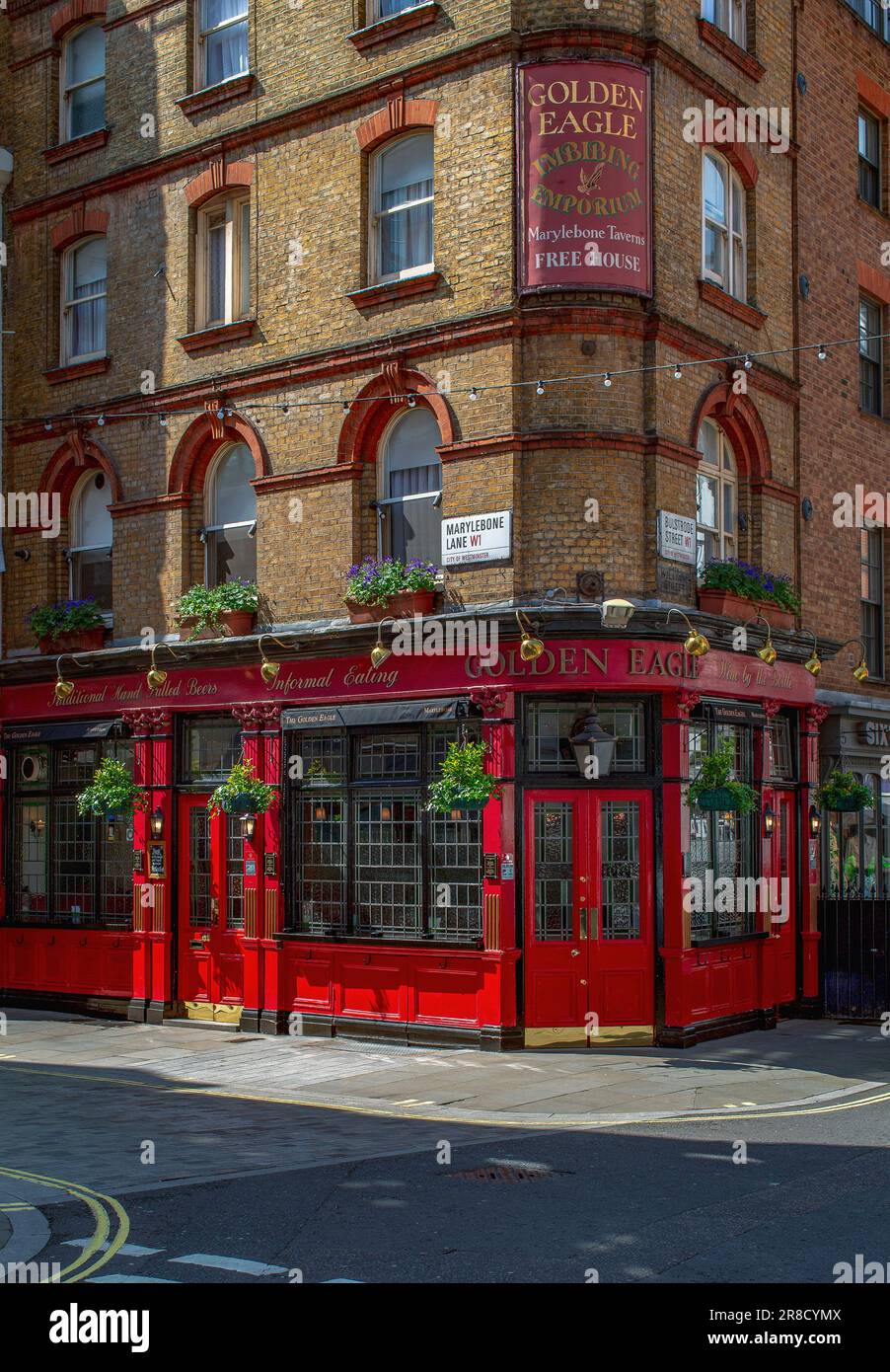 Exterior of The Golden Eagle pub ,Marylebone Lane,  Marylebone, London, UK Stock Photo