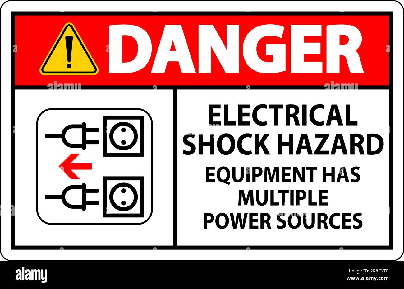 Danger Sign Electrical Shock Hazard Equipment Has Multiple Power Sources Stock Vector Image