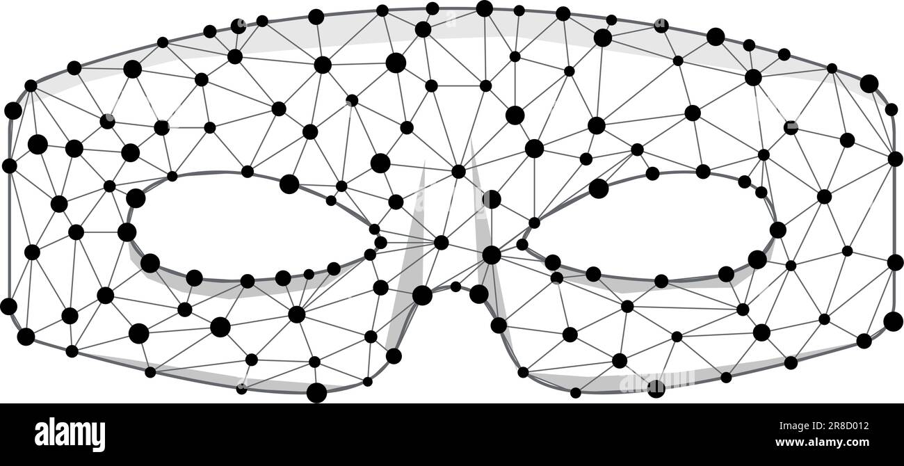 Mask superhero or carnival robber bandit wireframe vector icon. Black