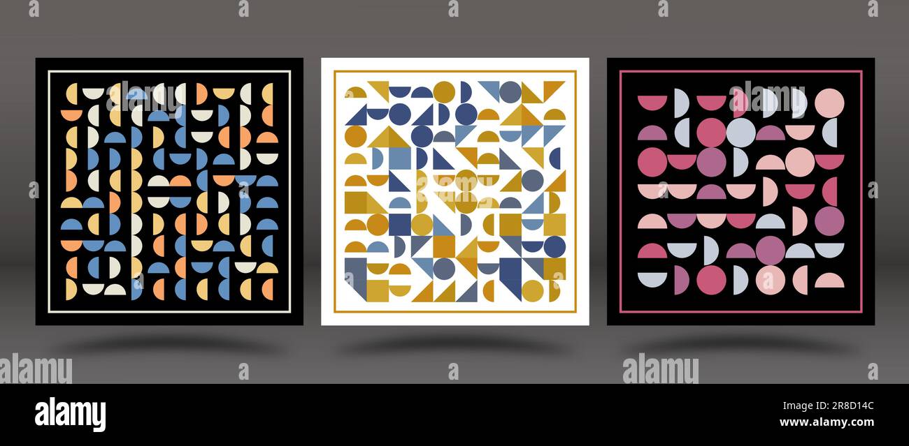 A set of layouts with geometric shapes for interior design, paintings, covers, posters. Abstract art for creative design and creative ideas Stock Vector