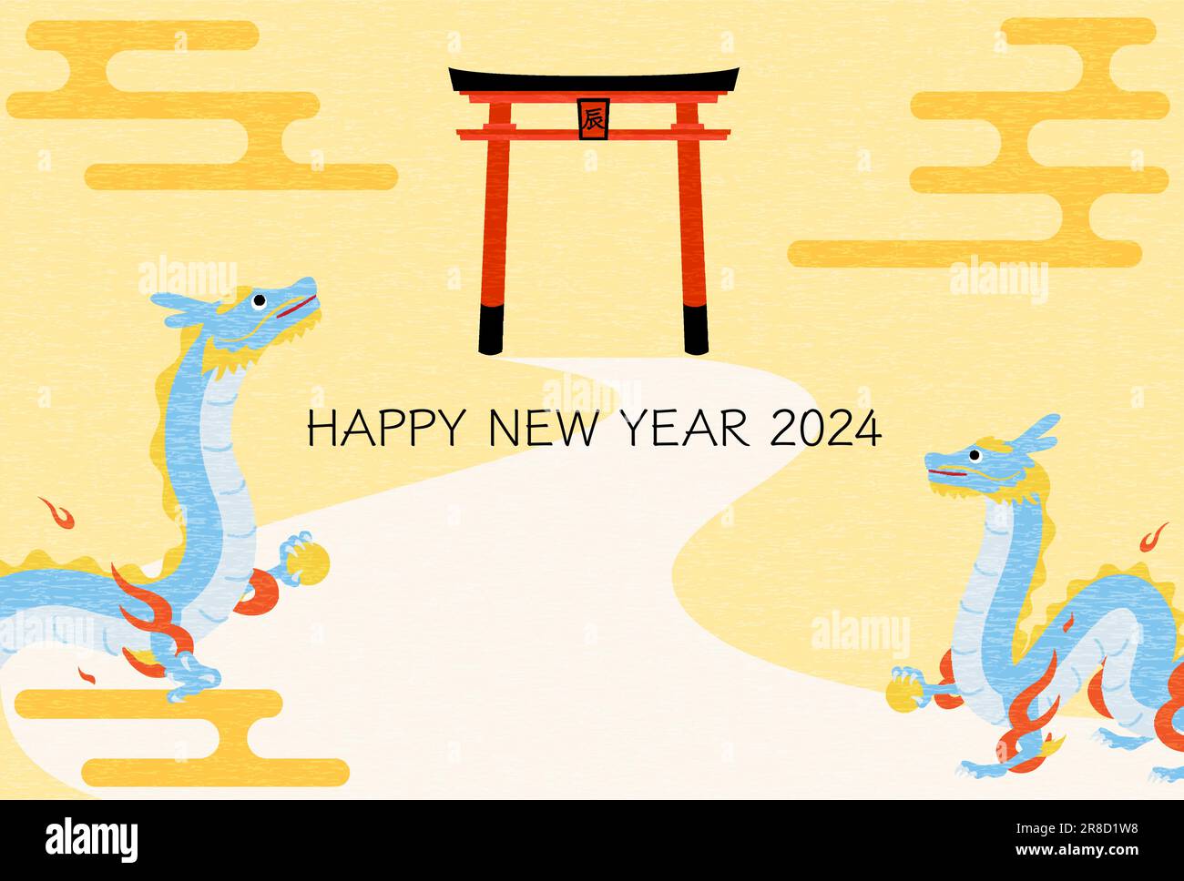 Premium Vector  Vintage 2024 chinese new year greeting card template with  golden dragon zodiac symbol