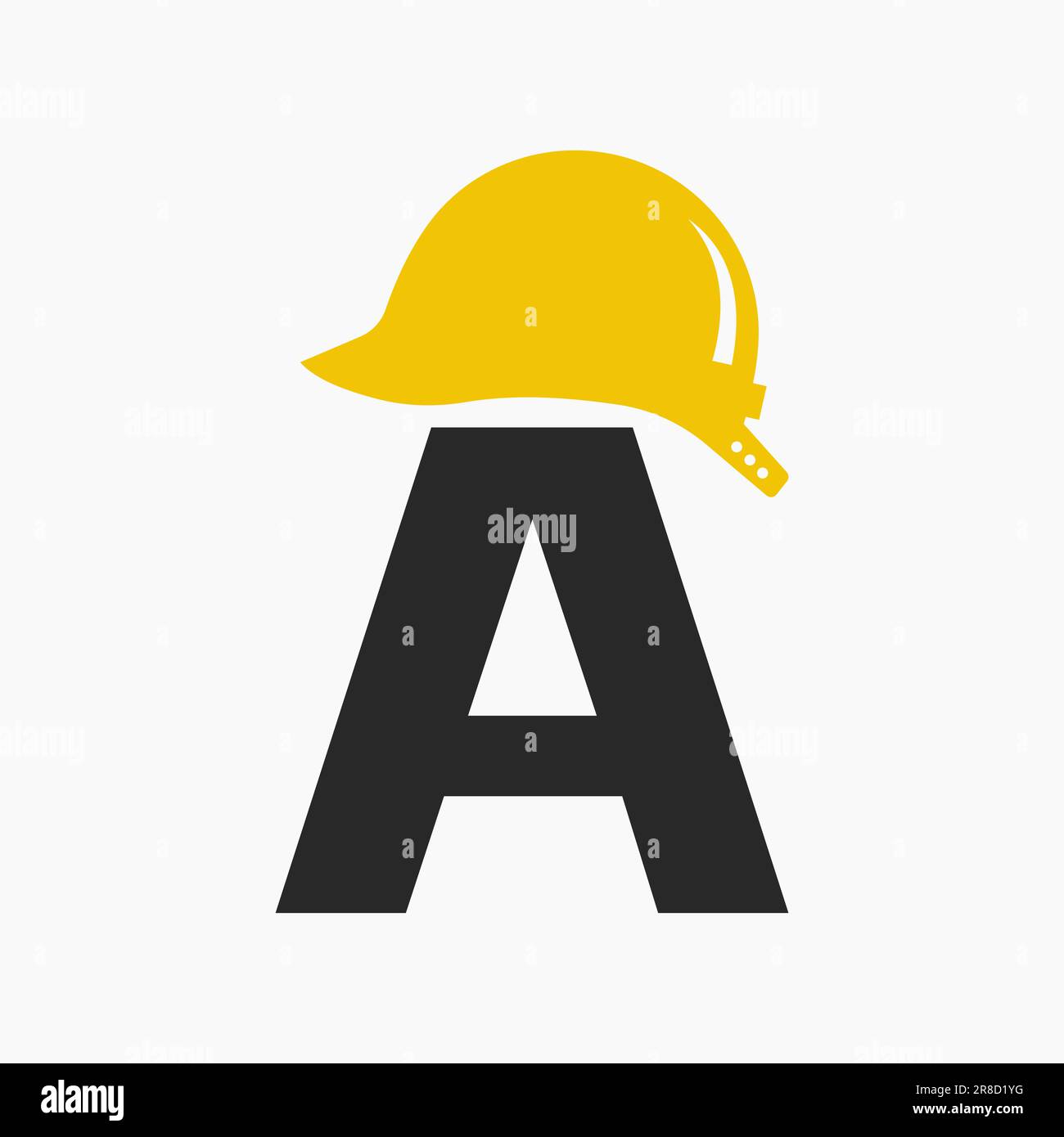 Letter A Helmet Construction Logo Concept With Safety Helmet Icon. Engineering Architect