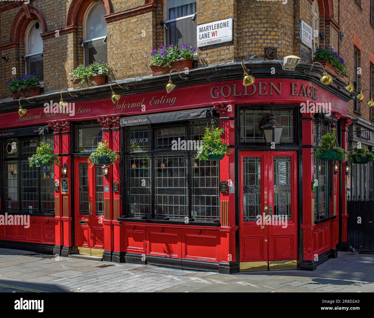 Exterior of The Golden Eagle pub ,Marylebone Ln,  Marylebone, London, UK Stock Photo