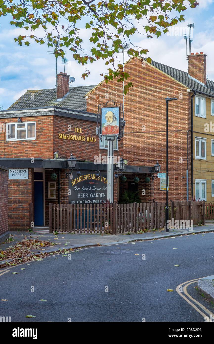 Exterior of Shakespeares Head pub in Arlington Way, London , Uk Stock Photo