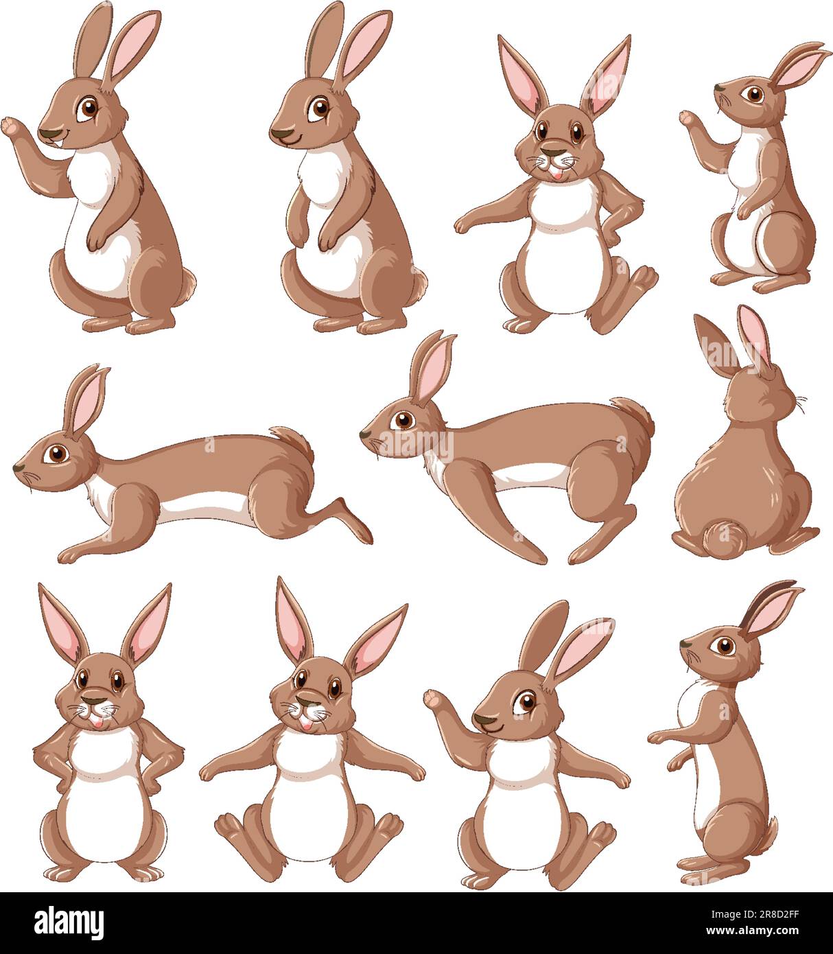 Cute rabbit cartoon character collection illustration Stock Vector ...