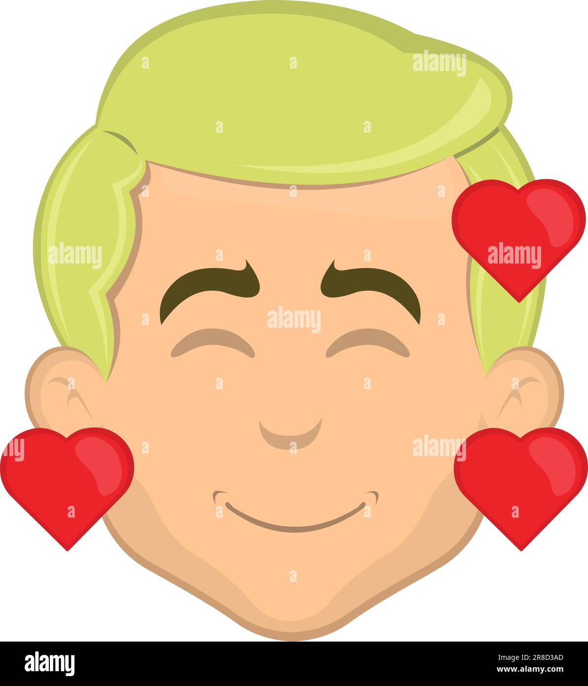 vector head blond man blue eyes love surrounded heart Stock Vector