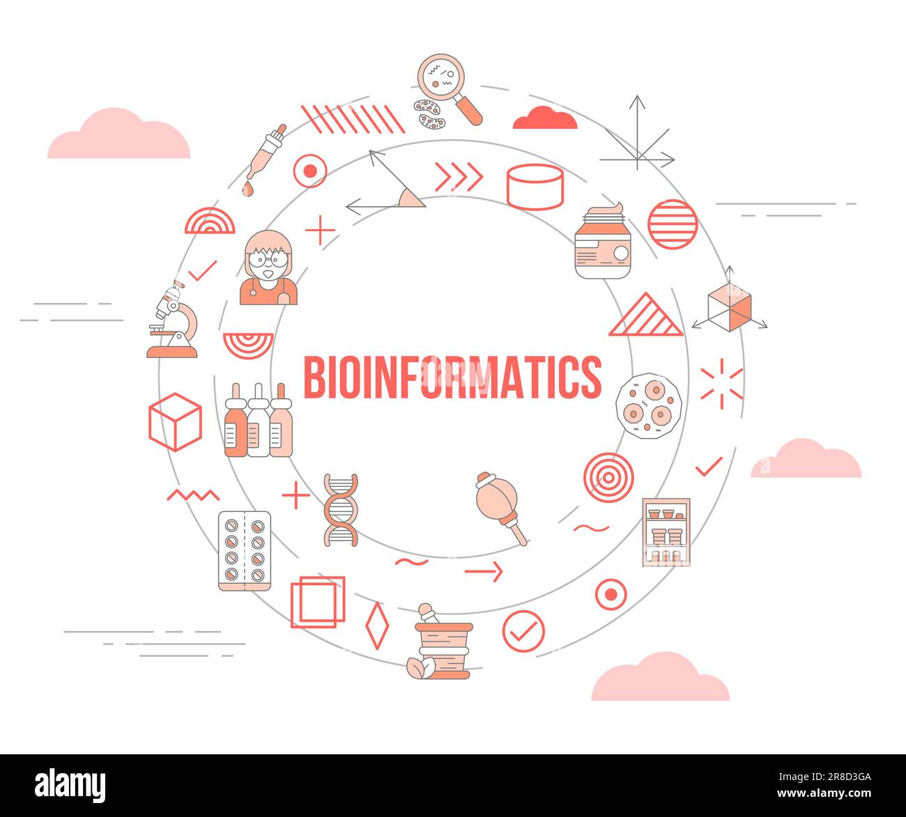 bioinformatics concept with icon set template banner and circle round ...