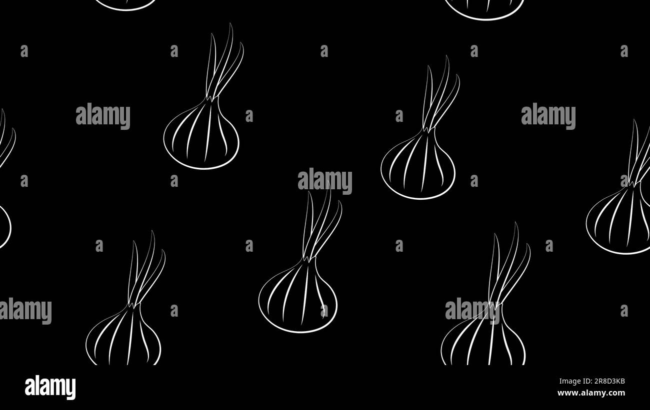 Pattern Onions Vector Seamless pattern with sweet onion. Hand drawn onion bulb, cut slices ...