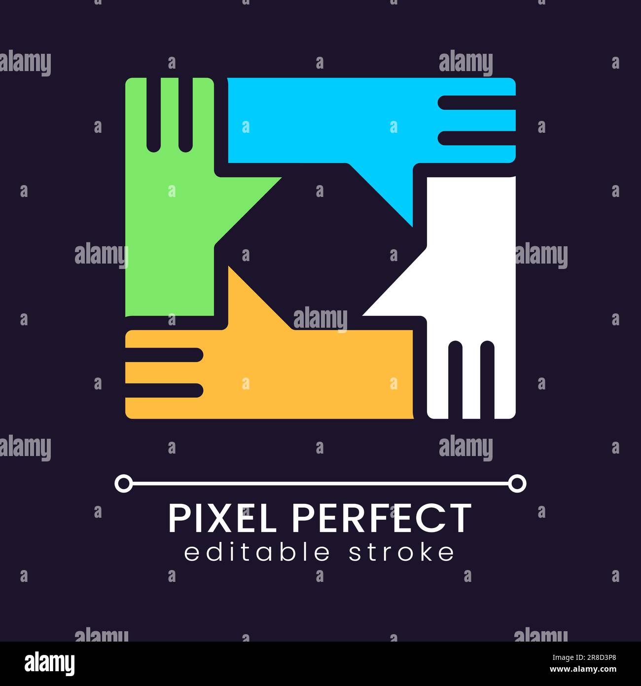 Teamwork pixel perfect RGB color icon for dark theme Stock Vector Image ...