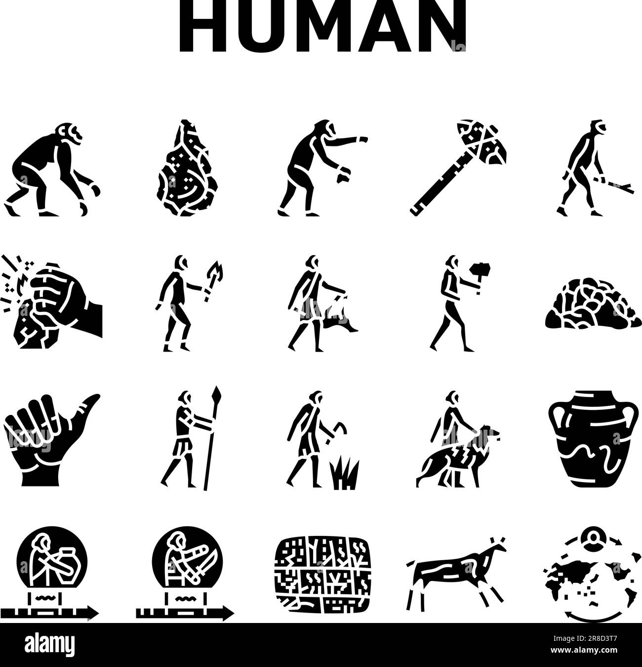 human evolution man caveman icons set vector Stock Vector