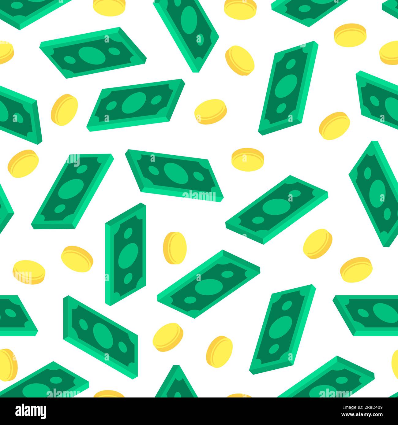 Money isometric style pattern seamless. dollars background. Rich texture Stock Vector