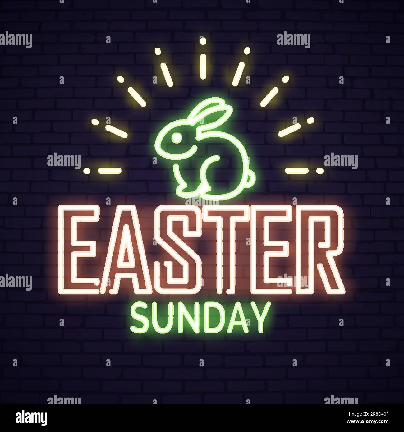 Happy Easter neon lettering Stock Vector