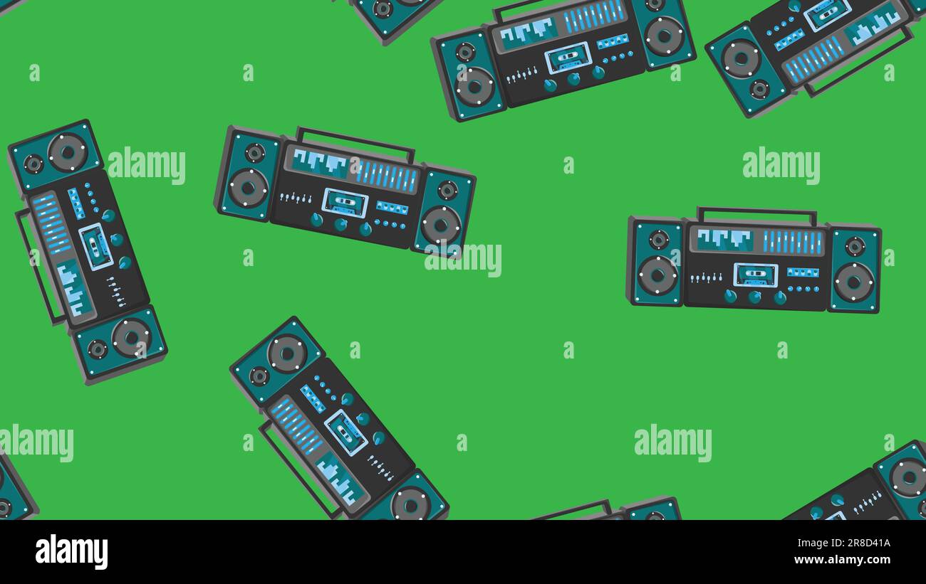 Seamless pattern endless with music audio cassette old retro tape ...