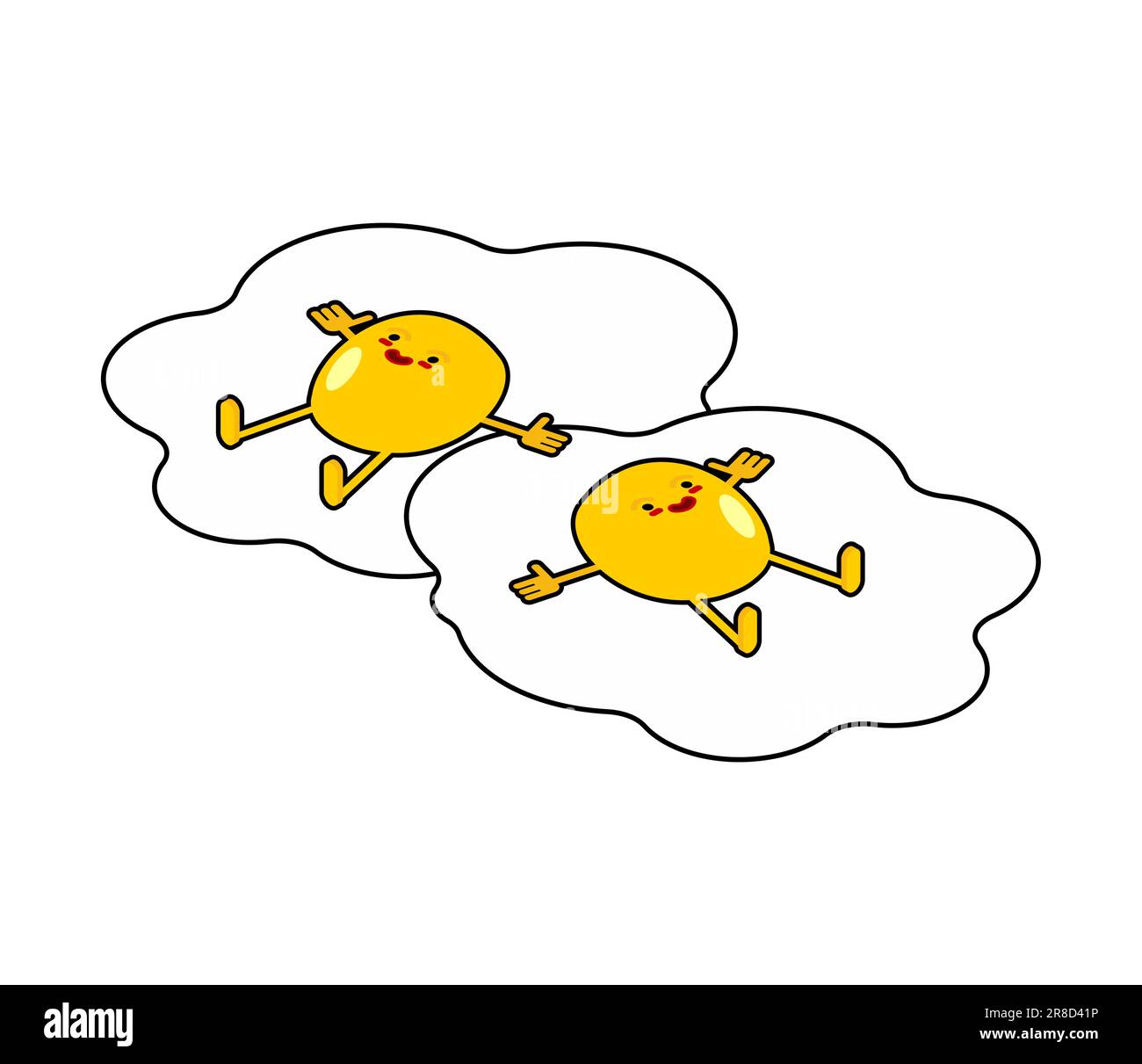 Cartoon fried egg. Scrambled eggs relaxes. Vector illustration Stock