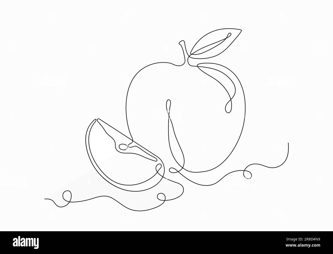 Vector isolated apple continuous Black and White Stock Photos & Images ...