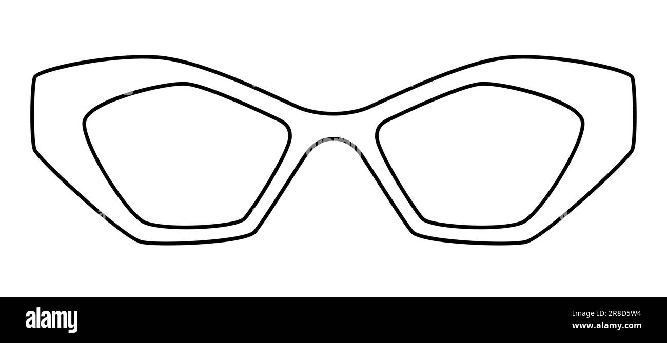 Futuristic frame glasses fashion accessory illustration. Sunglass front