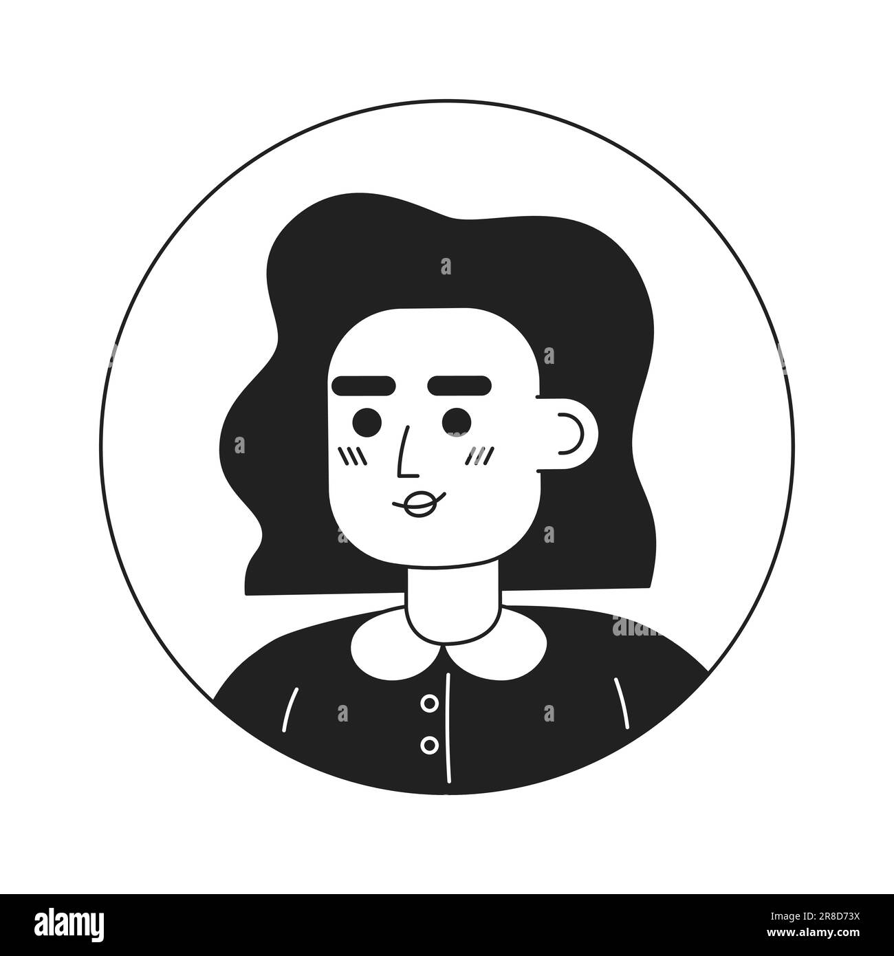 Female white collar worker portrait monochrome flat linear character