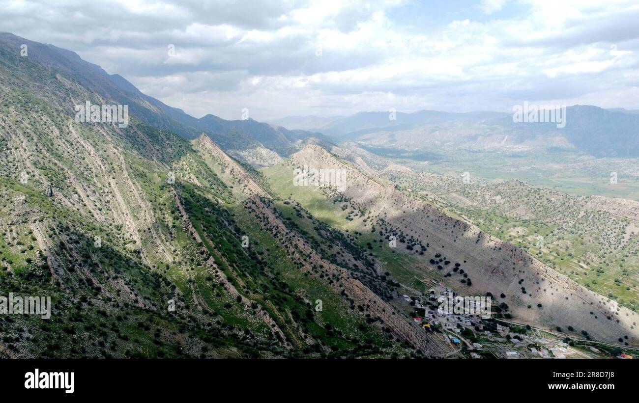 Beautiful Mountain View at Khomi Mountaintop, Zagros Mountains, IRAN Stock Photo