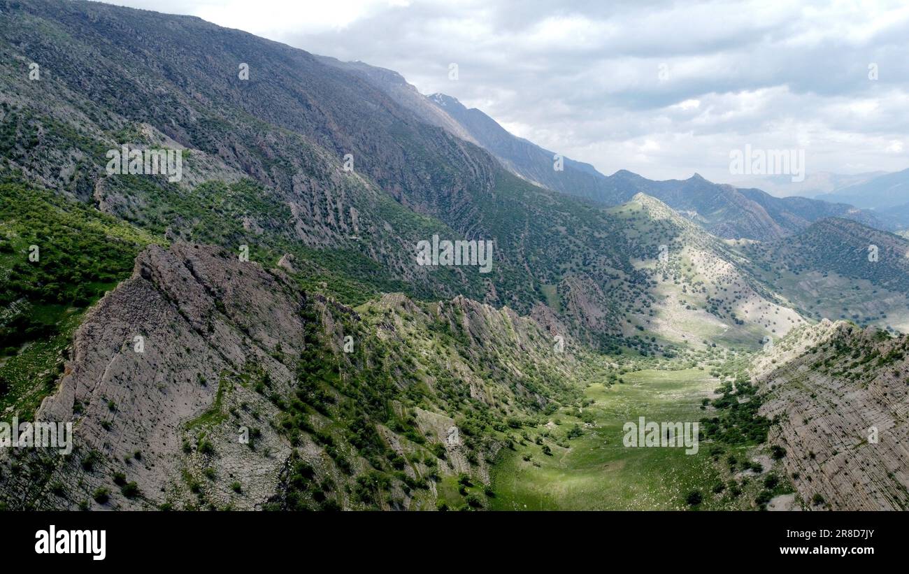 Beautiful Mountain View at Khomi Mountaintop, Zagros Mountains, IRAN Stock Photo