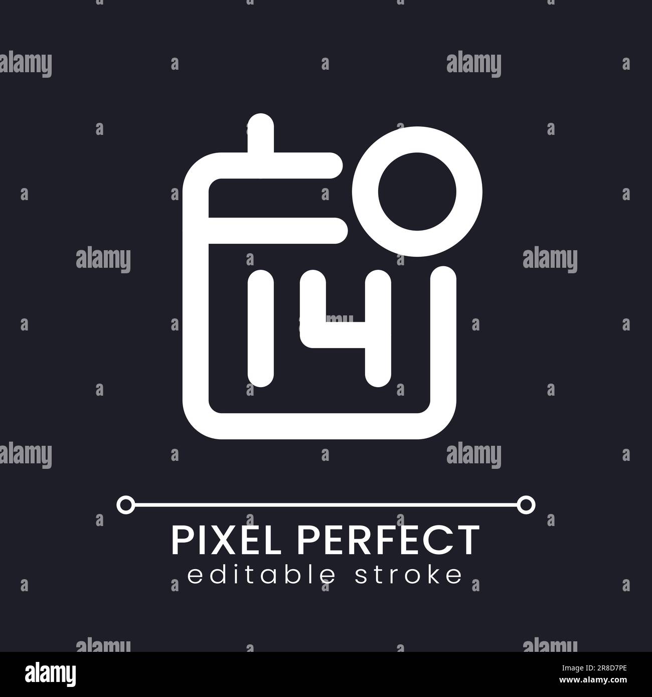 Calendar reminder pixel perfect white linear ui icon for dark theme Stock Vector