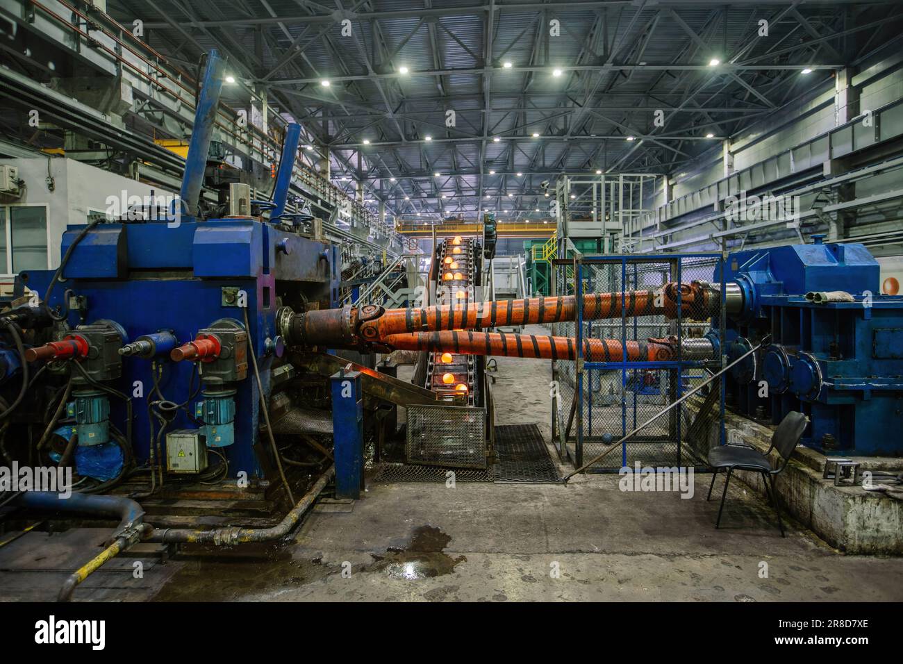 Working ball rolling mill. Production of steel grinding balls Stock
