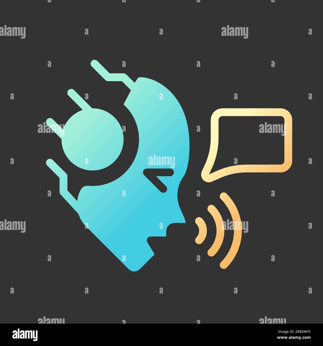 AI speaks gradient glyph icon with lineart for dark theme Stock Vector