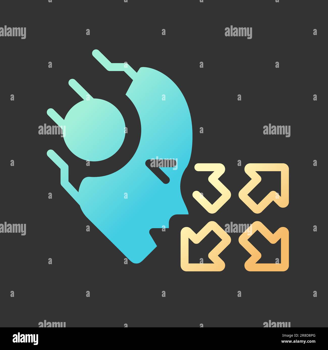 AI moves gradient glyph icon with lineart for dark theme Stock Vector ...