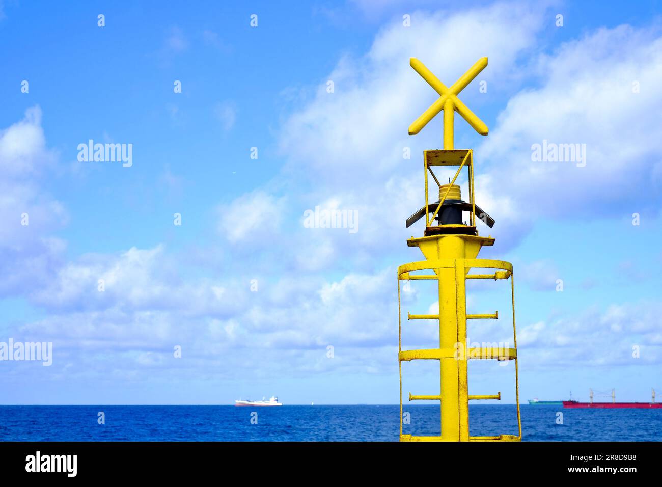 a navigation mark or sign used in marine or nautical navigation Stock Photo