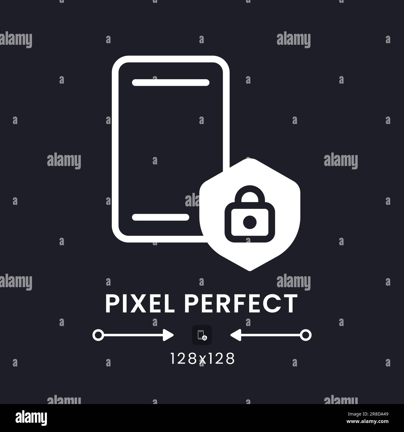 Mobile device security white solid desktop icon Stock Vector