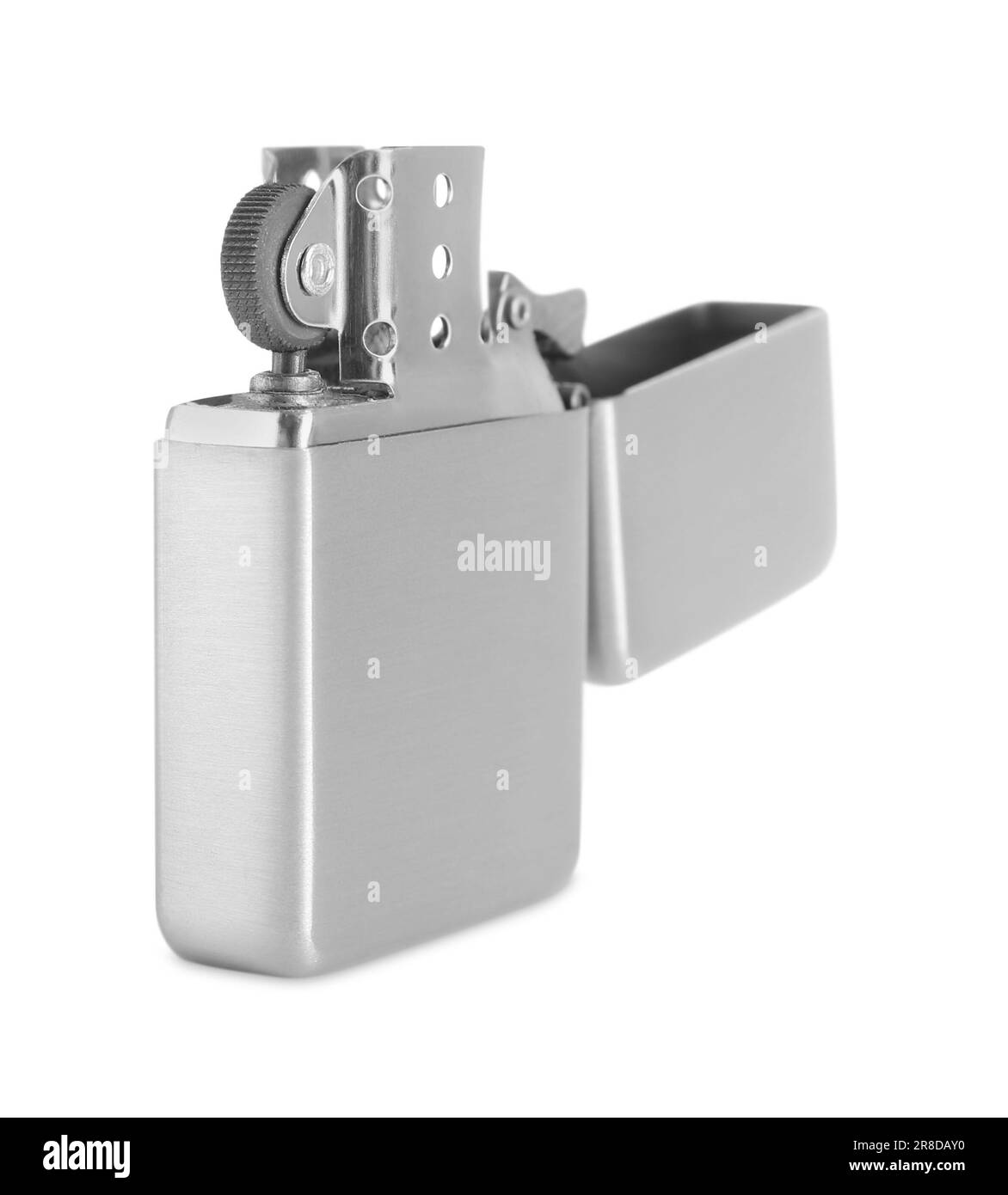 Gray metallic cigarette lighter isolated on white Stock Photo Alamy