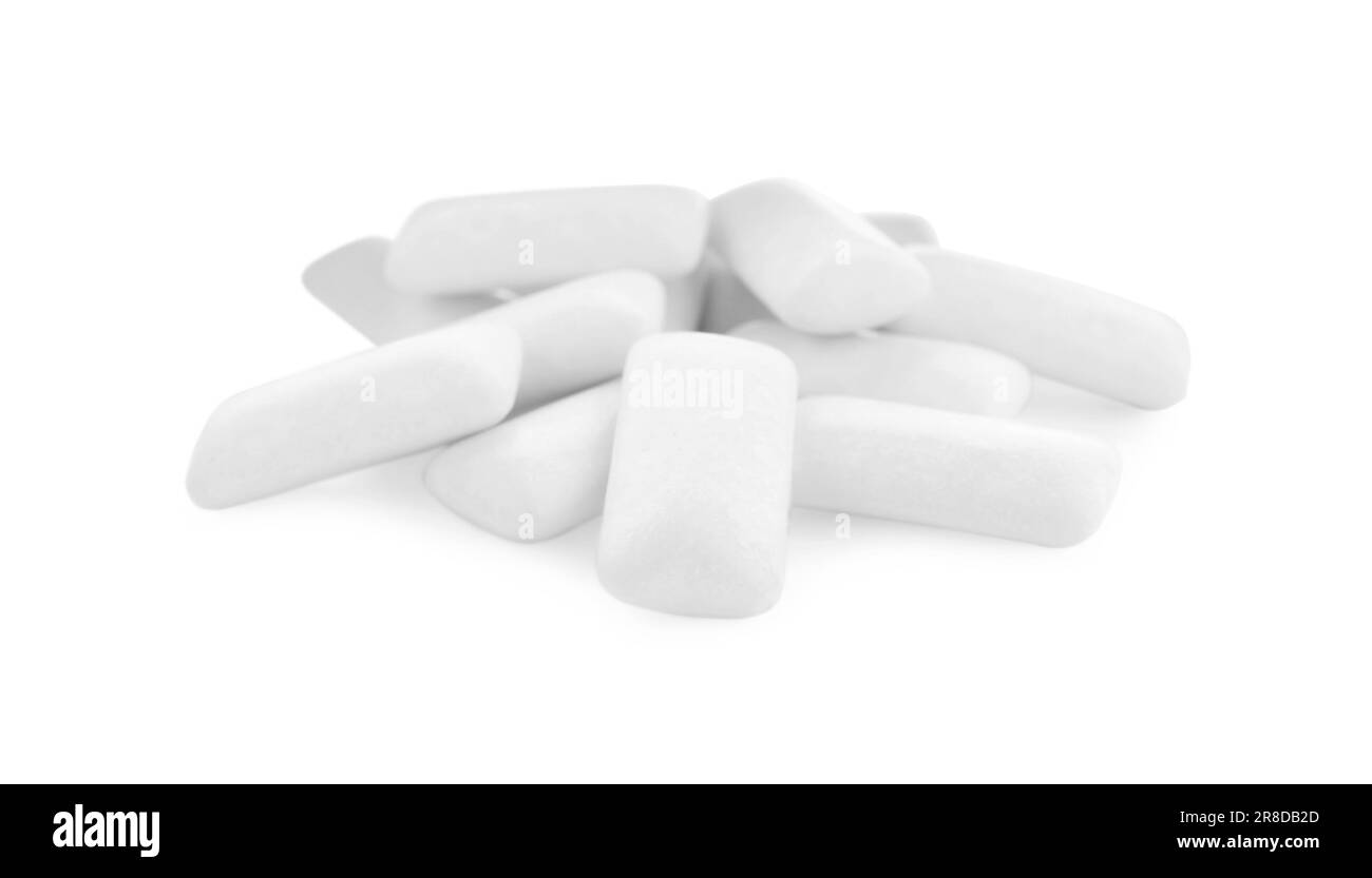 Heap of chewing gum pieces on white background Stock Photo Alamy