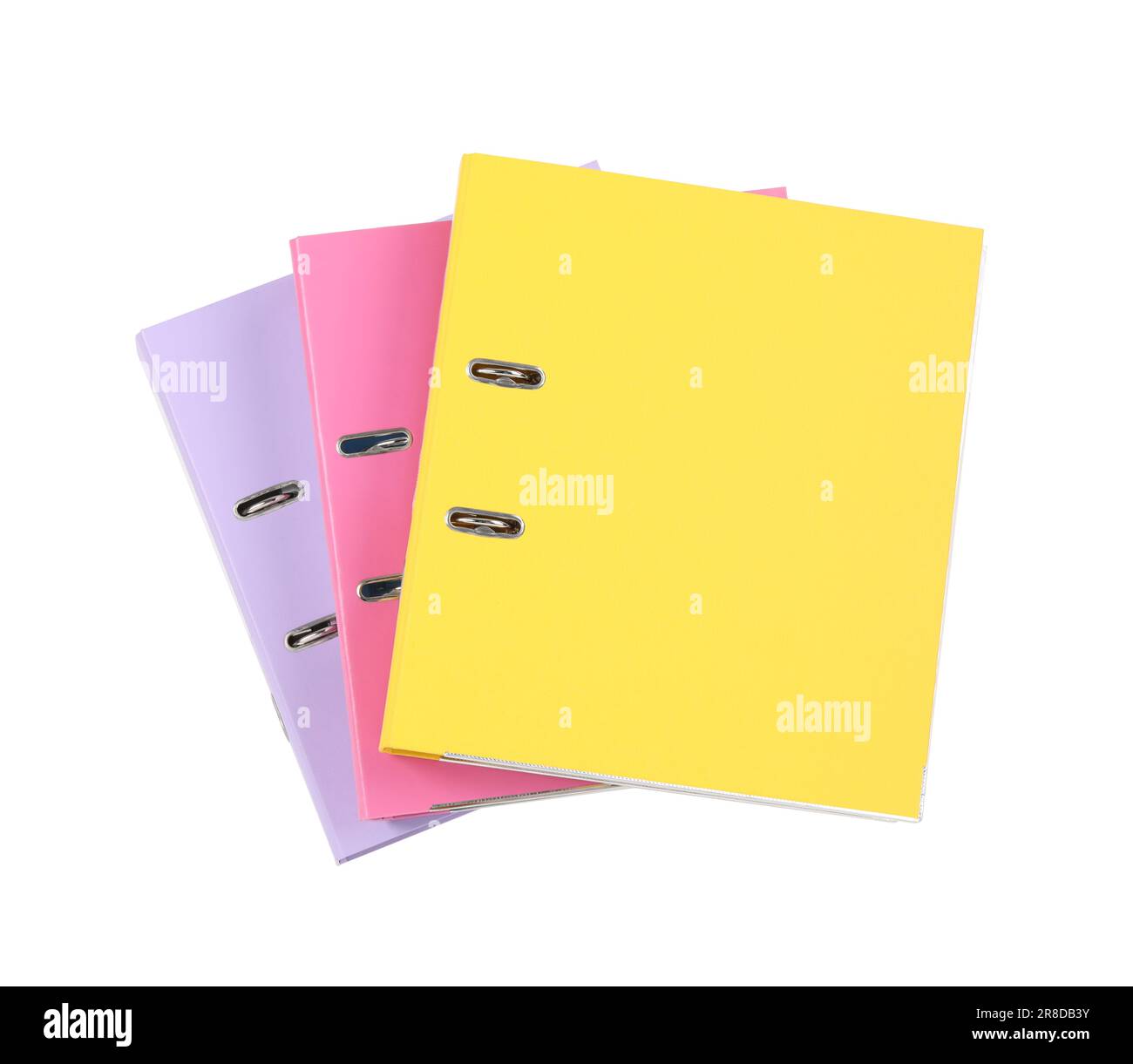 Many office folders isolated on white, top view Stock Photo - Alamy