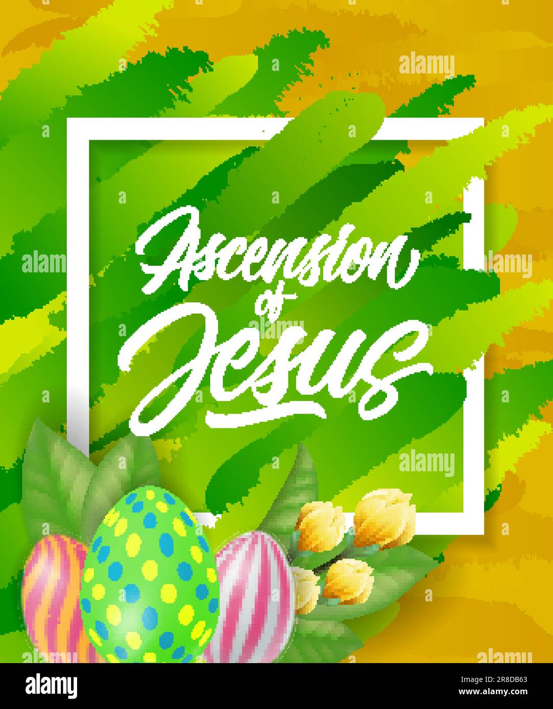 Ascension of Jesus Lettering with Eggs Stock Vector