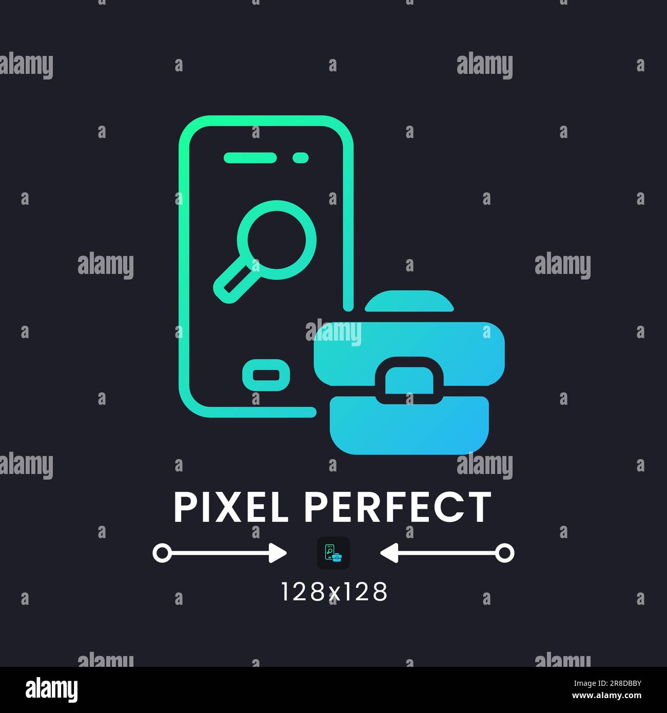 Job Search app blue solid gradient desktop icon on black Stock Vector