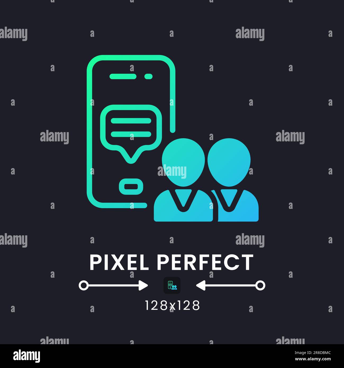 Work communication app blue solid gradient desktop icon on black Stock Vector