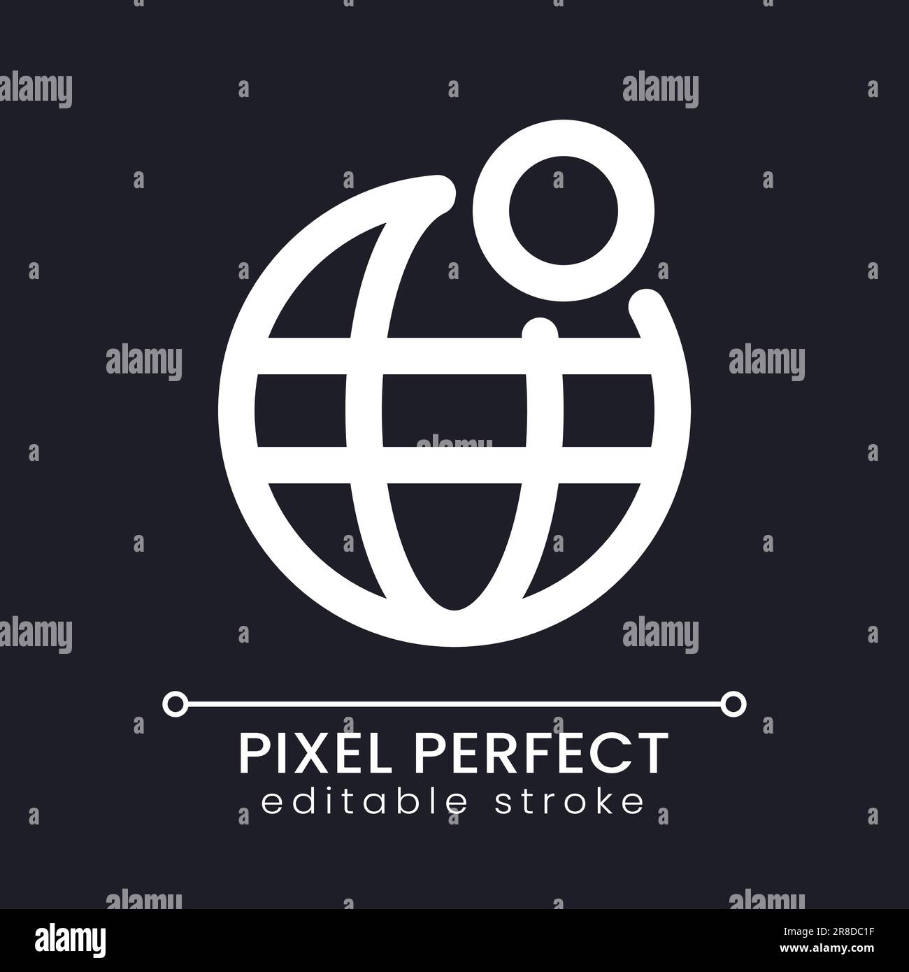 Internet network notification pixel perfect white linear ui icon for dark theme Stock Vector