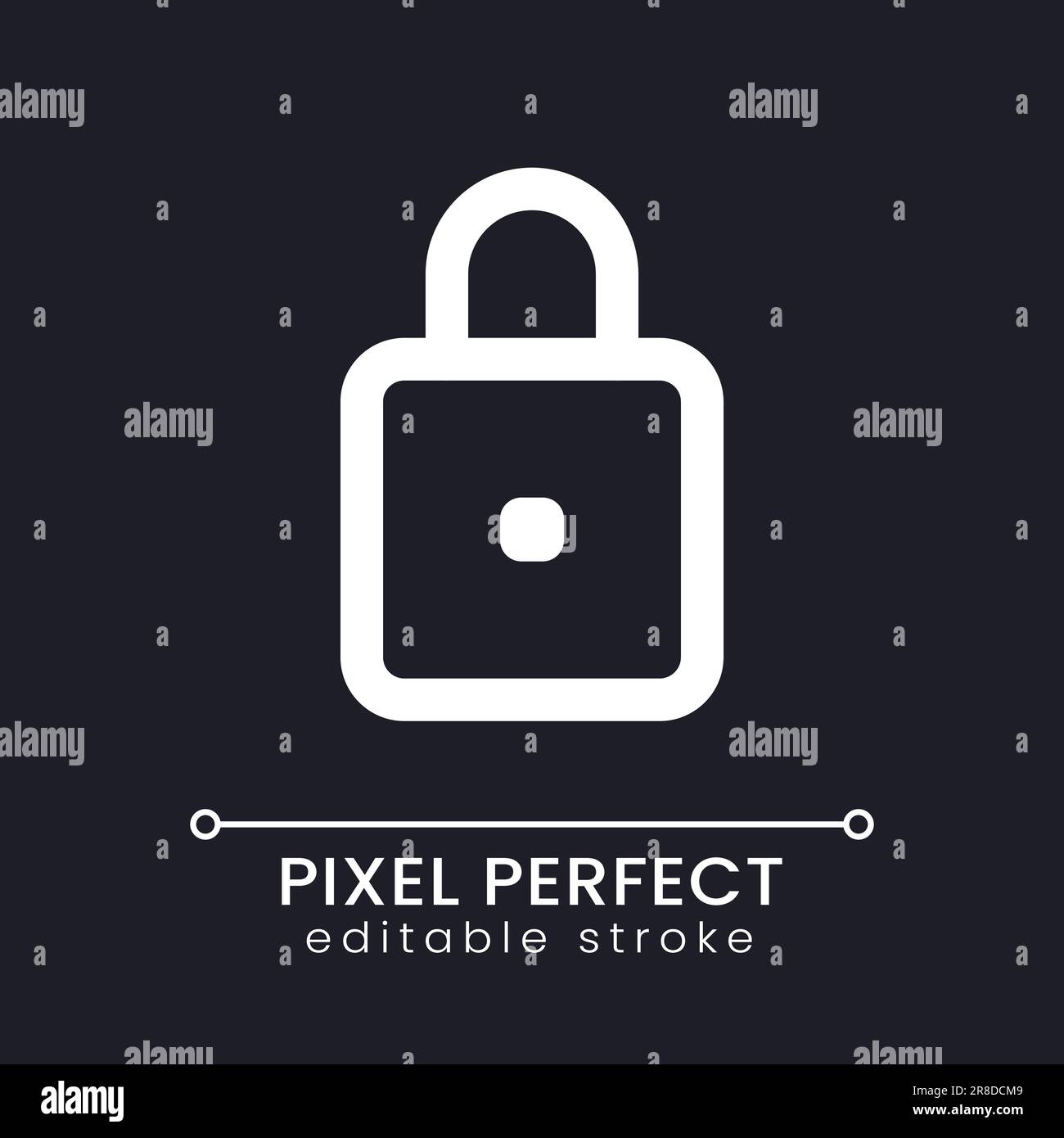 Padlock pixel perfect white linear ui icon for dark theme Stock Vector