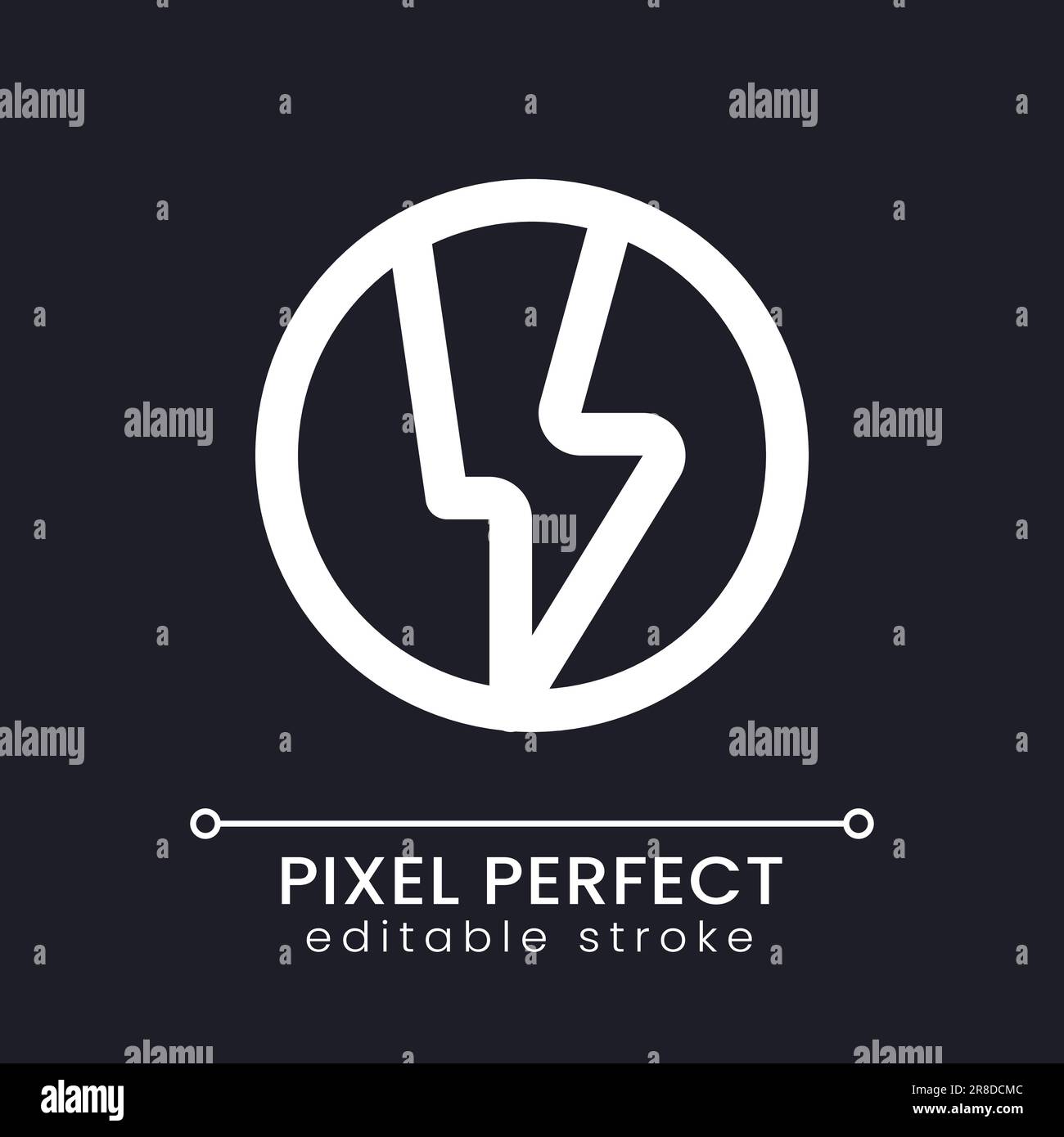 Cryptocurrency coin pixel perfect white linear ui icon for dark theme Stock Vector