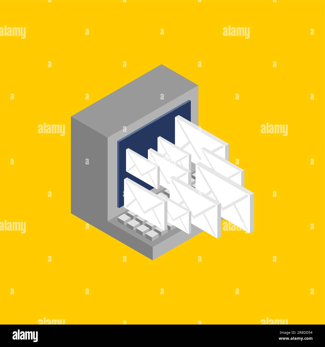 Emails and computer. Letters are flying out of the laptop. The concept ...