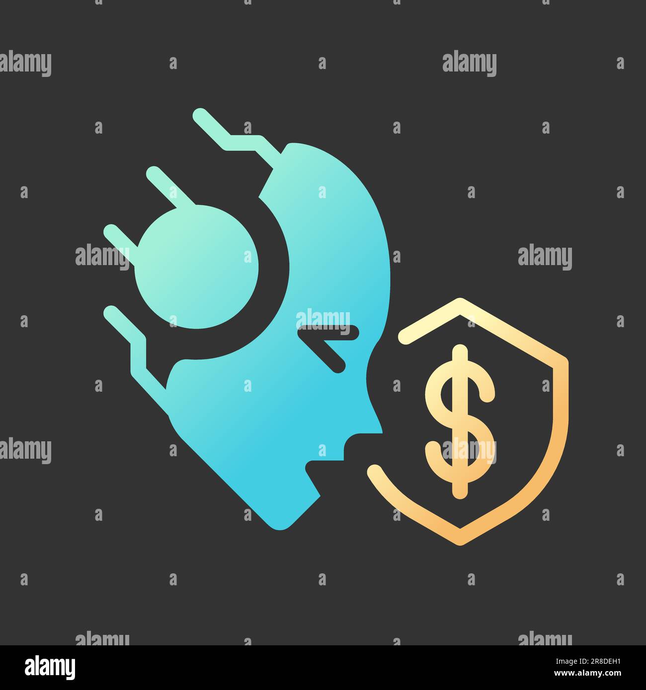 AI protects gradient glyph icon with lineart for dark theme Stock Vector