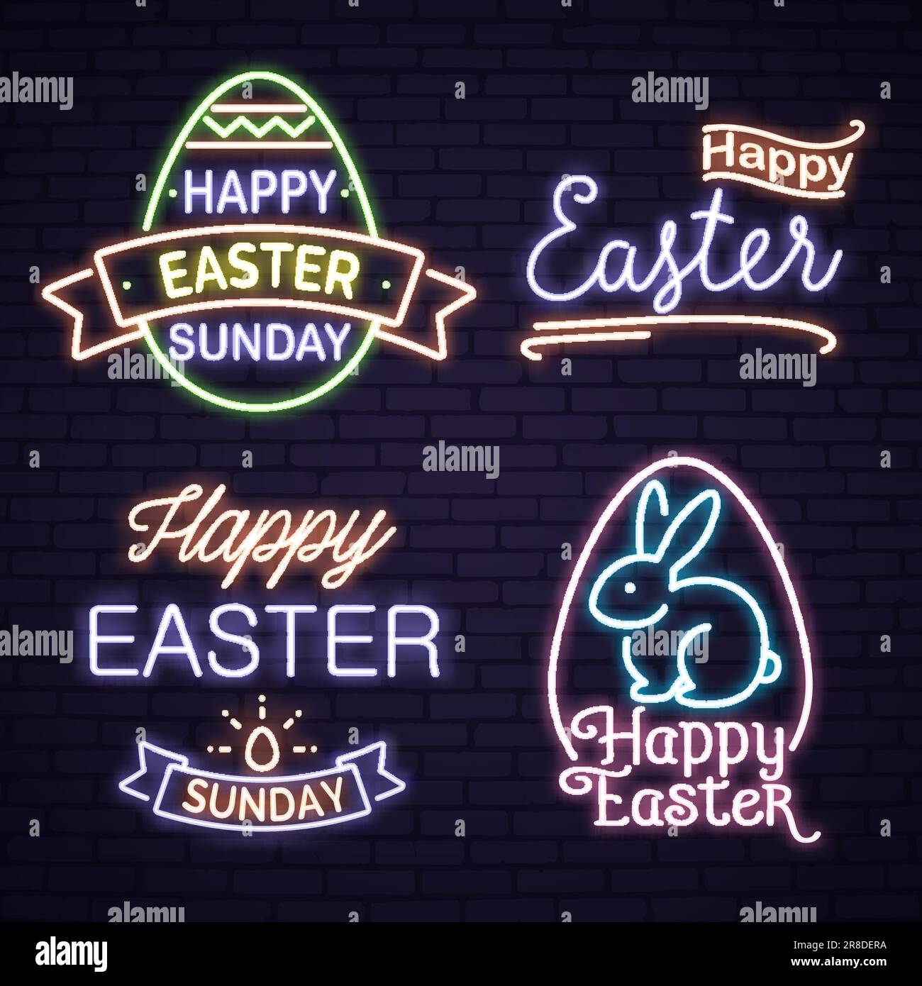 Bunny glowing neon sign hi-res stock photography and images - Alamy