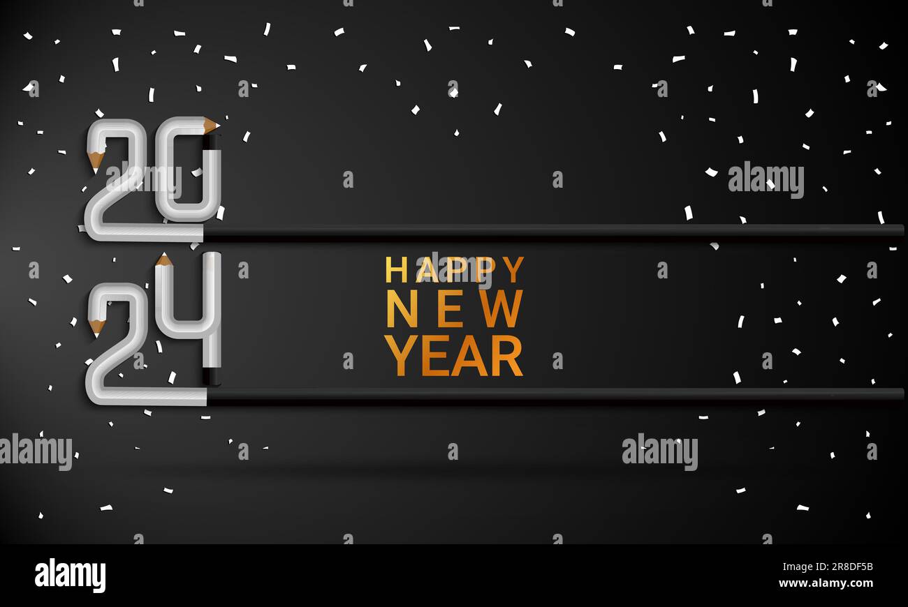 Happy New Year 2024 design template. 2024 greeting cards, posters, or