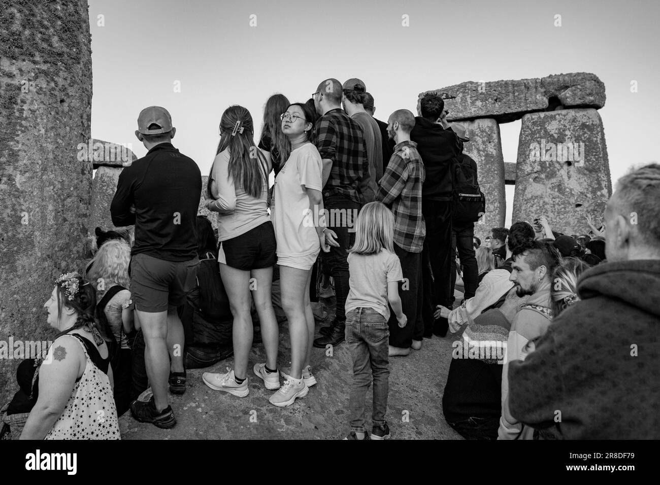 Annual Summer Solstice celebrations take place at Stonehenge, Wiltshire, UK Stock Photo