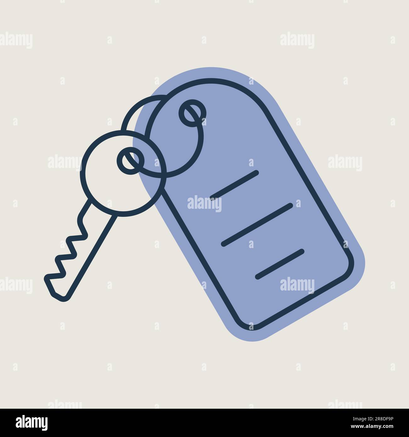 Hotel room key with number vector icon. Graph symbol for travel and