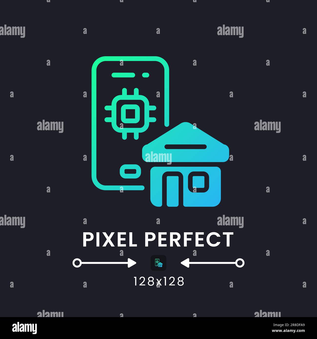 Home Automation app blue solid gradient desktop icon on black Stock Vector